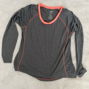 Avia grey neon orange long sleeve workout shirt